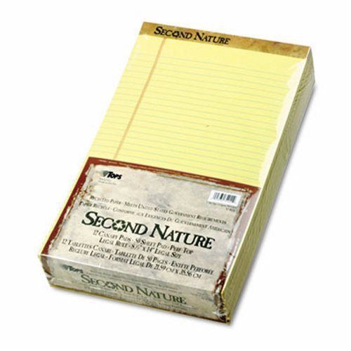 Tops Second Nature Recycled Pad, Margin Rule, Canary, 12 - 50-Sheet (TOP74920)