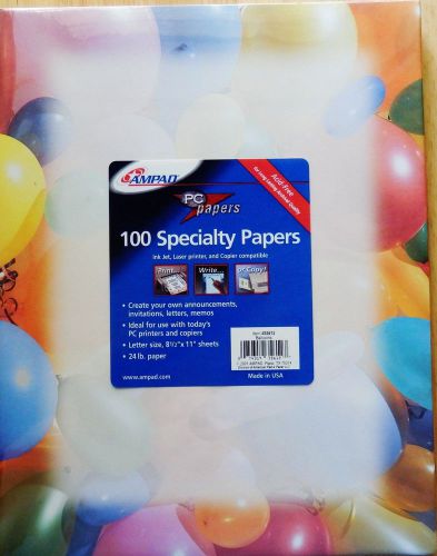 Balloons Specialty Paper - 100 Sheets 8 1/2&#034; x 11&#034; - 24 lb Paper - NEW