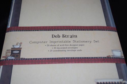 Deb Strain Cafe Latee, Computer Stationary, 20 Designer Sheets &amp; Envelopes NIP