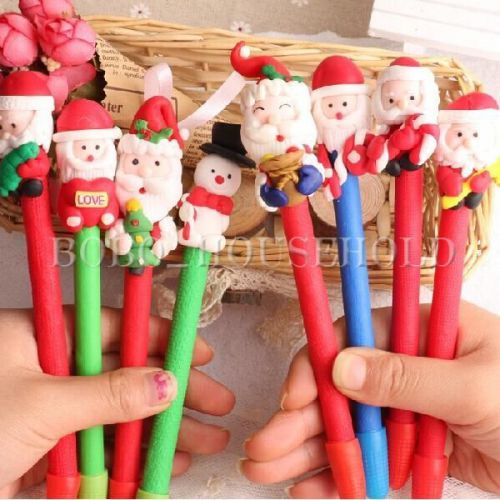 Christmas Santa Claus Polymer Clay Ballpoint Office Pen Kids Xmas Gifts