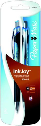 Sanford Paper Mate InkJoy 550 Retractable Ballpoint Pen Med Point Blue 2 Count