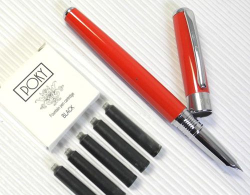 Poky f 400 fountain pen red free 5 poky cartridges black ink for sale
