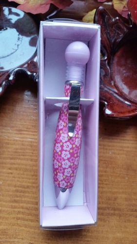 Pink Flower Fat Writing Pen Girl Party Favor Stocking Stuffer NIB New in Box
