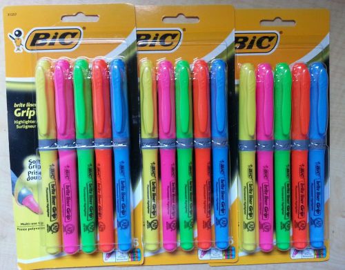 Bic highlighters brite liner soft grip chisel tip yellow orange green blue pink for sale