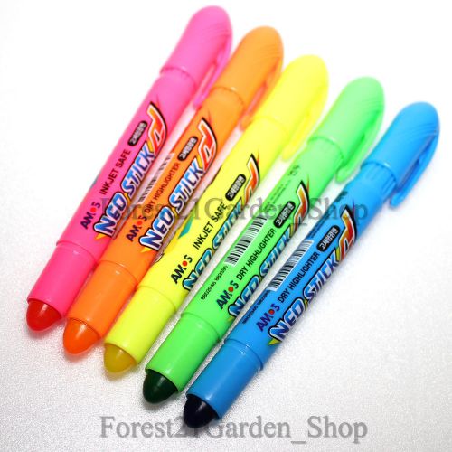 Amos neo stick dry highlighter ink jet safe, solid highlighter  - 5 colors sets for sale
