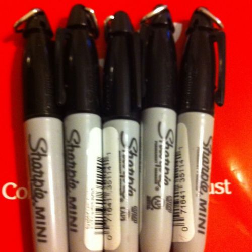 5 Sharpie Mini Black Permanent Quick Drying Portable Markers Office School