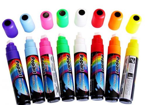New Highlighter Fluorescent Wet Liquid Chalk Neon Marker Pen 15mm 8 Colors