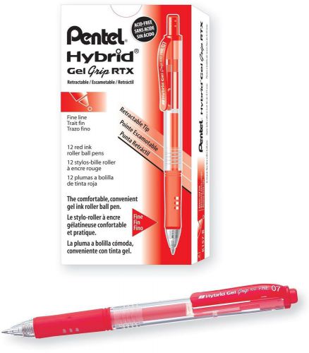 Hybrid Gel Grip Retractable Gel Pen Medium Line Permanent Red Ink Box K157-b