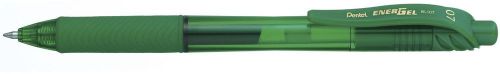 Energel Retractable Liquid Gel Pen 0.7mm Metal Tip Green Ink Box Bl107-d