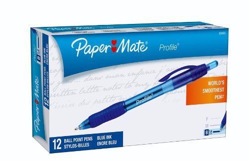 NEW Paper Mate 89466 Profile Retractable Ballpoint Pens, Blue, 12-Pack