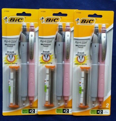 BIC ReAction Mechanical Pencil #2 0.7mm 41698 Refillable Cushion Lot of 6 New