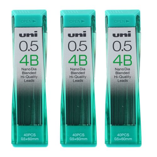 Uni-Ball Nano Lead Mechanical Pencil Lead Refills 0.5mm 4B Black Lead 120/Pack
