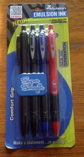 Zebra Pen Comfort-Grip Emulsion Ink 4/Pack
