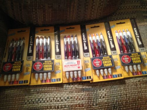 Uni-ball 207 retractable medium point gel pens 4/pack 0.7mm new lot of 5 packs for sale