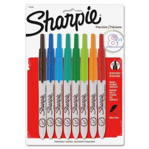 NEW Sharpie Retractable Ultra Fine Point Permanent Markers, 8 Colored Markers