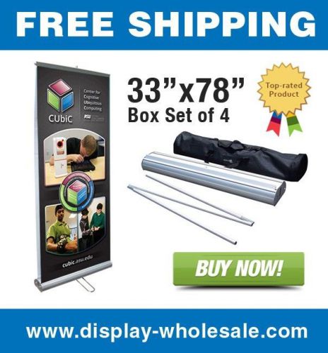 Double-Sided 33&#034; Retractable Banner Stands (Box of 4)