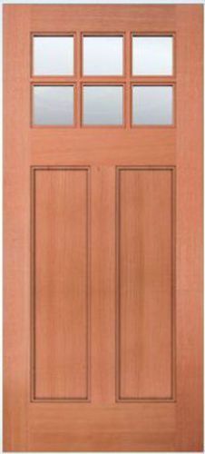 Exterior Entry Mahogany Craftsman Flat Panel Solid Stain Grade 6 Lite Wood Doors