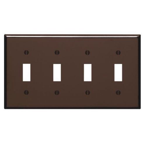 Leviton 85012 4-toggle switch wall plate-brn 4-toggle wall plate for sale