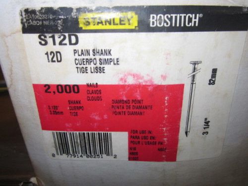 1 BOX STANLEY S12D PLAIN SHANK NAILS 3-1/4&#034; NEW