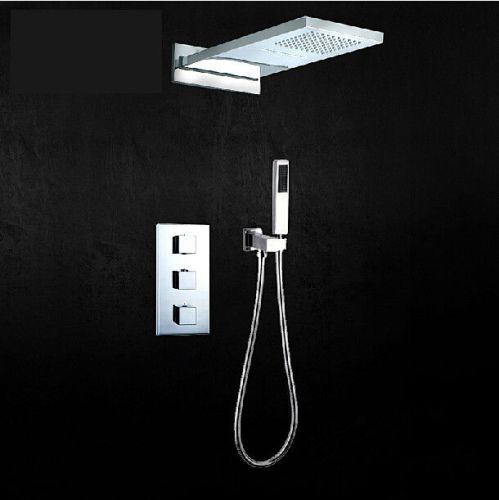 3 Functions Thermostatic Waterfall Rain Shower Mixer Faucet With Handheld shower