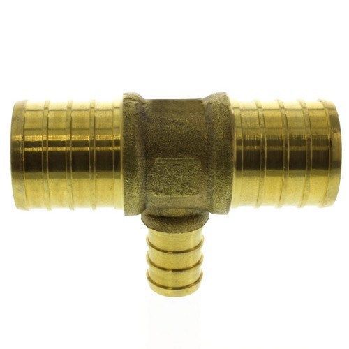 1&#034; x 1&#034; x 1/2&#034; pex reducing tee - brass crimp fitting - lead free for sale