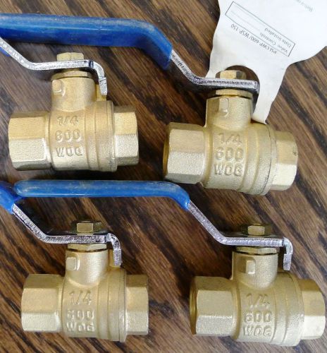 1/4&#034; ball valves with 1/4-turn, female x female thread brass, 1/4 -inch - (4) for sale
