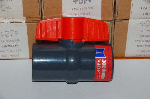 Plastic systems inc pvc ball valve 1&#034;  socket +gf+ compact - viton seal for sale