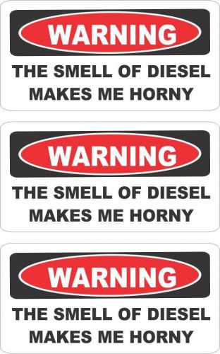 3 - Warning the Smell of Diesel Hard Hat / Helmet Stickers Decal 1&#034; X 2&#034; HS-5053