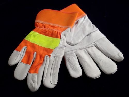 Northstar Mens Deerskin Work Gloves Thinsulate Insulation w/Reflective Band L