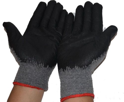 10 Pairs Black Latex Rubber Palm Coated  Work Gloves