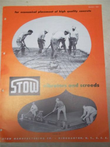 Vtg Stow Manufacturing Co Catalog~Vibrators and Screeds~Concrete Work