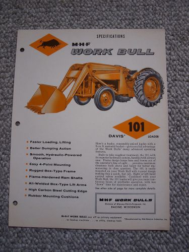 Massey-Harris-Ferguson Work Bull 202 Tractor Davis 101 Loader Brochure MINT c&#039;55