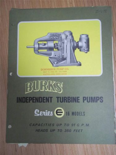 Burks Pumps Catalog~Asbestos Packings/Gaskets~Turbine/Centrifugal Pumps 1970