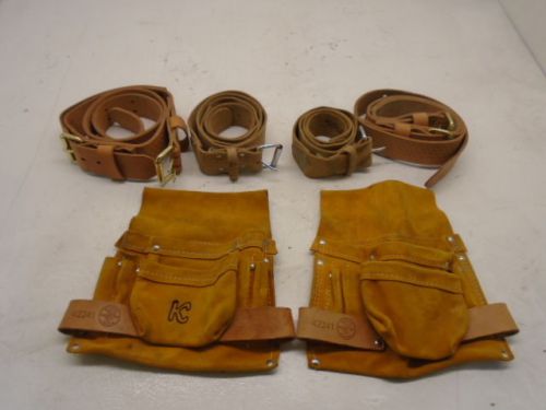 KLEIN TOOLS 6 POCKET TOOL BELT &amp; POUCH LOT OF 6 ITEMS USED SEE PHOTOS