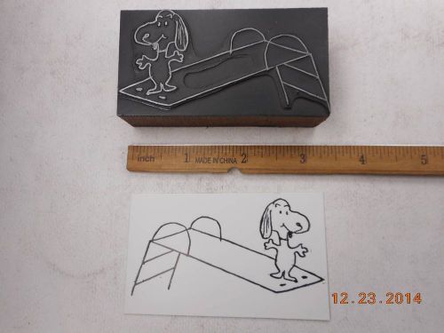 Letterpress Printing Printers Block, Peanuts Snoopy Dog on Slide or Diving Board