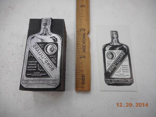 Letterpress Printing Printers Block, Bond &amp; Lillard KY Bourbon Whiskey in Bottle