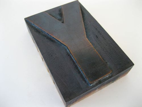 Letter Y Vtg Wood Type Font Letterpress Printer&#039;s Block 4&#034; Initial Industrial