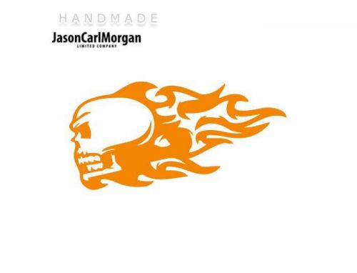 JCM® Iron On Applique Decal, Flaming Skull Neon Orange