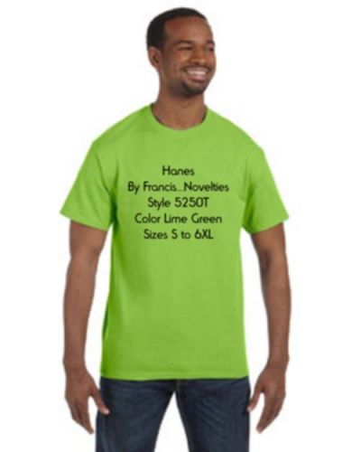 Size 6XL  Hanes Lime Green  5250T T-shirts  L = 37 &#034;  W = 35 &#034;    5250