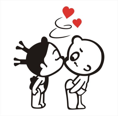 2X Creative Puppy Love Kiss Toilet Boy &amp; Girl Funny Car TruckVinyl Sticker-1165