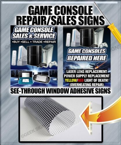 Game Console Repair Sales Nintendo Wii Xbox PS3 PSP WII U video game SIGN BANNER