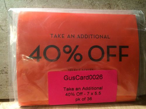40% off sale sign bundle - 36 signs 7&#034;x5.5&#034; - bright orange gloss card stock for sale
