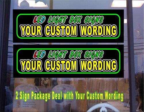 2 SIGN PACKAGE LED Light Box Signs - YOUR CUSTOM WORDING/logo with Full Color
