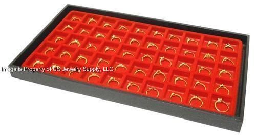 2 Black Trays 50 Space Red Charm Ring Body Jewelry Display