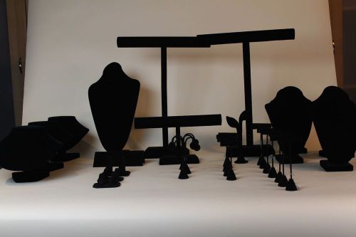 Set of jewelry display black velvet