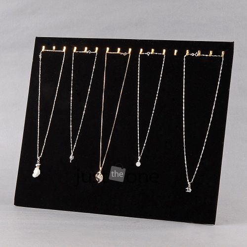 Nice 17 gold hooks black velvet store for necklace chain display board utility for sale
