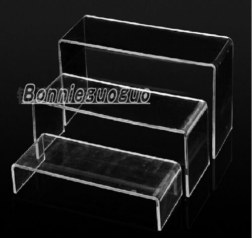 NEW 3 Teir Clear Acrylic Display Stand Plinth Risers~worldwide free shipping
