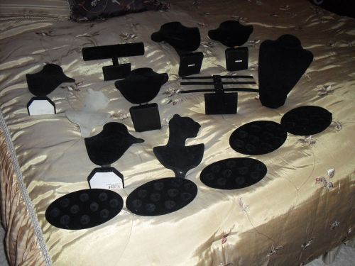 Lot of 15 Black Velvet JEWELRY DISPLAYS &amp; STANDS for Rings,Necklaces,bracelets