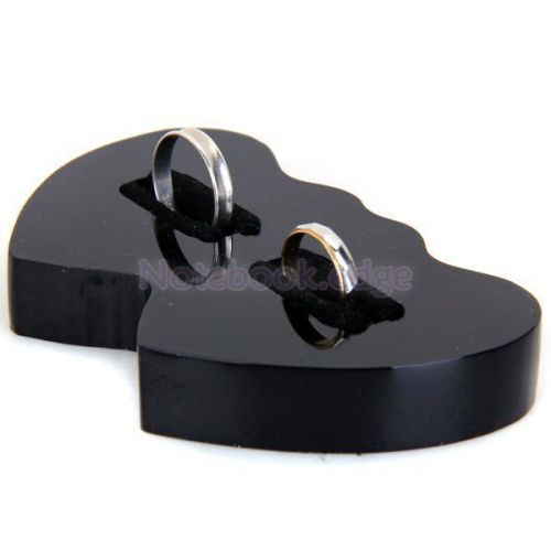 2 Slot Heart Shape Ring Toe Ring Jewelry Display Stand Holder Case Tray Wedding