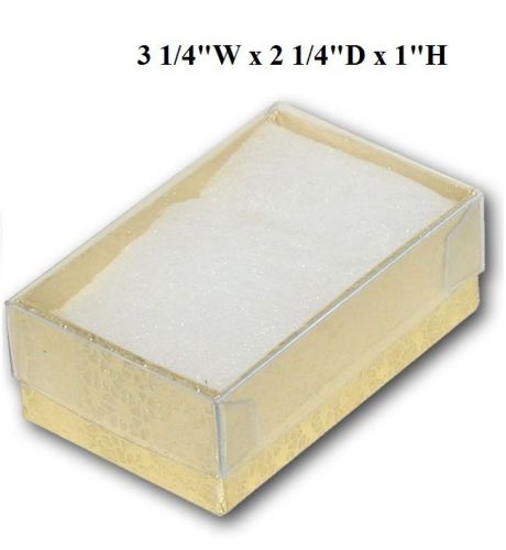 LOT OF 20 GOLD w/Clear top  COTTON FILLED BOXES JEWELRY GIFT BOXES PIN BOXES 3x2